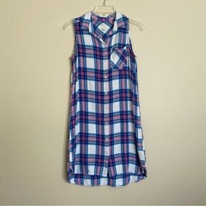 Beachlunchlounge Blue and Pink Plaid Dress/Shirt Lightweight Flannel